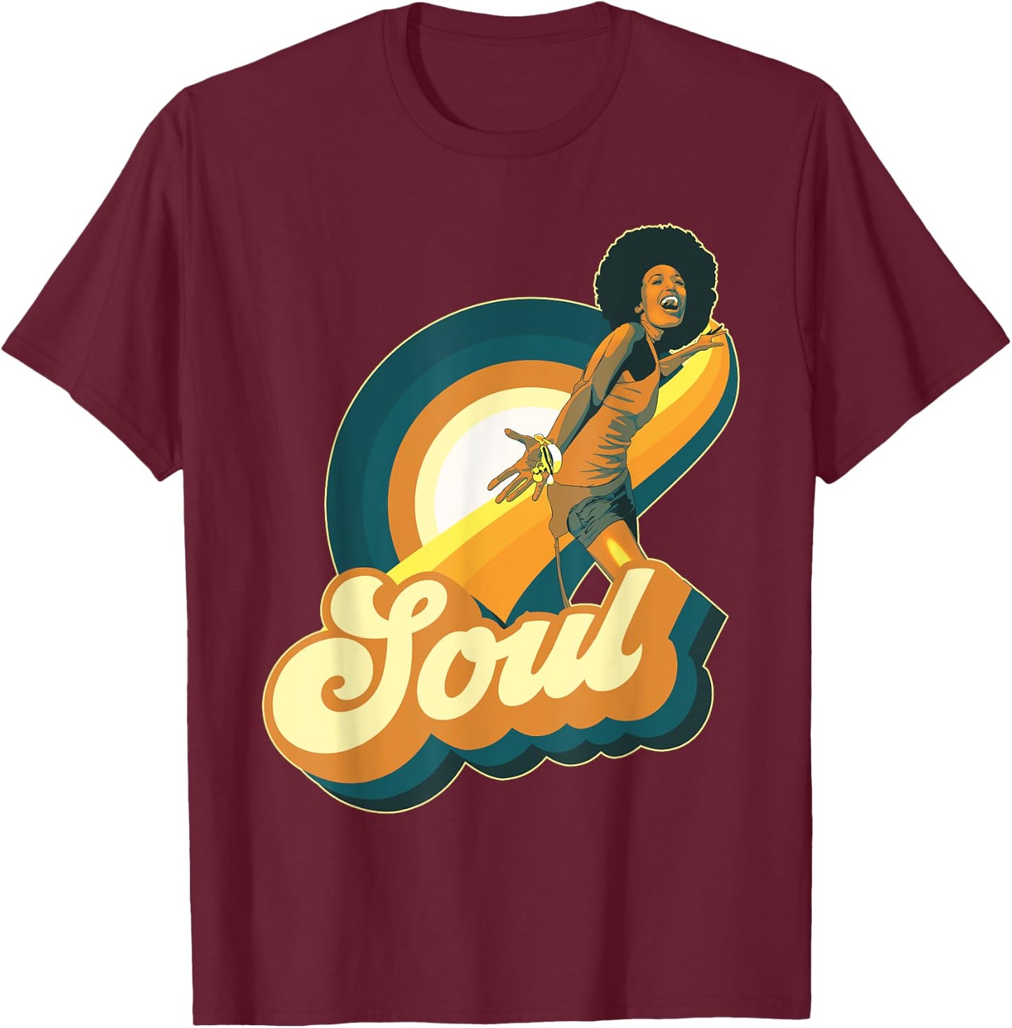 70s Funk Afro Disco Soul T-Shirt - T-Shirt | Maroon