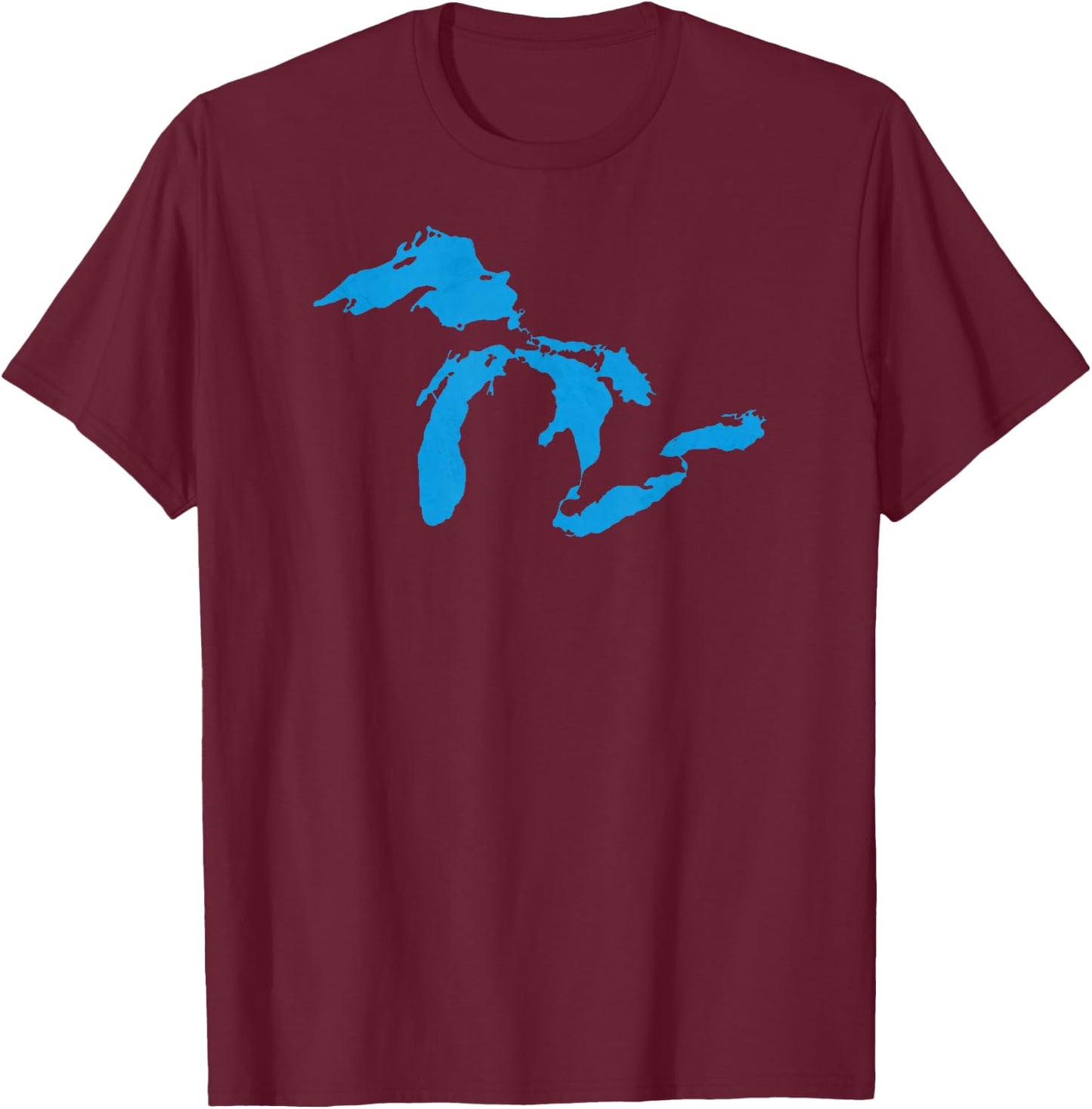Five Great Lakes American Midwest Native Fresh Water T-Shirt - T-Shirt | Maroon