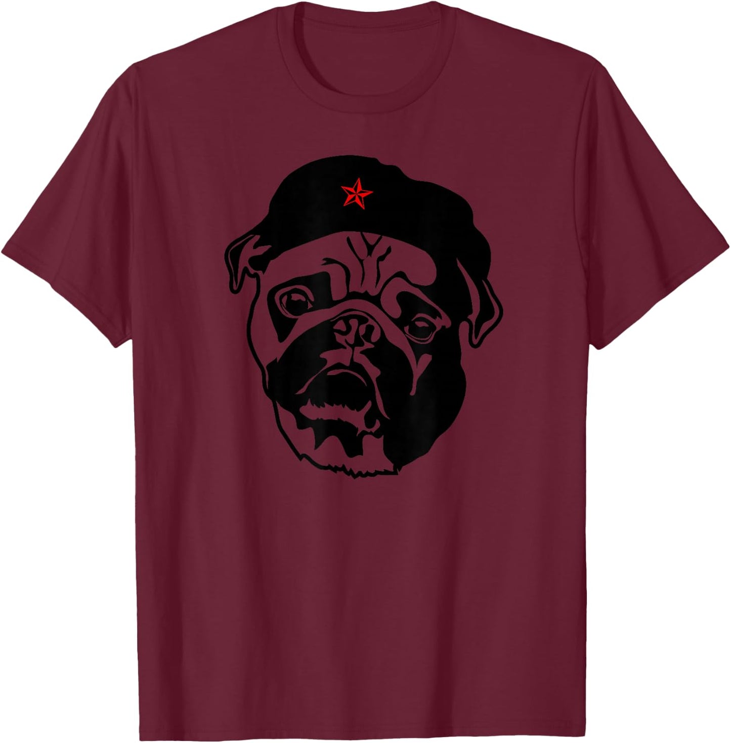 Funny Dog Shirt | Che Guevara Style | Pug Revolution T-Shirt - T-Shirt | Maroon