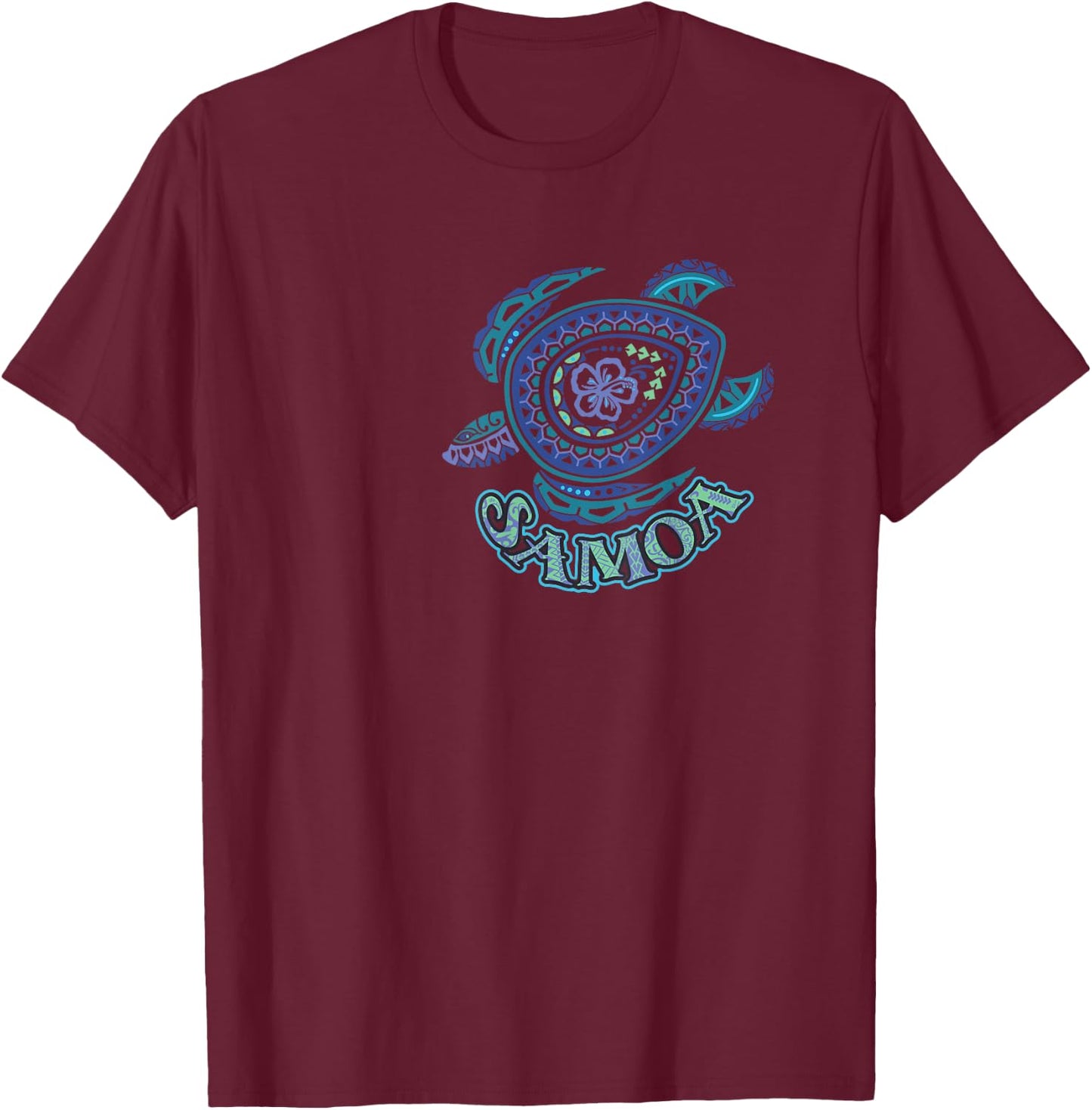 Vintage Samoan Tribal Turtle T-Shirt - T-Shirt | Maroon