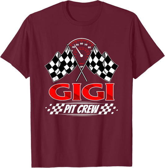 Race Car Birthday Party Racing Family Gigi Pit Crew T-Shirt - T-Shirt | Maroon