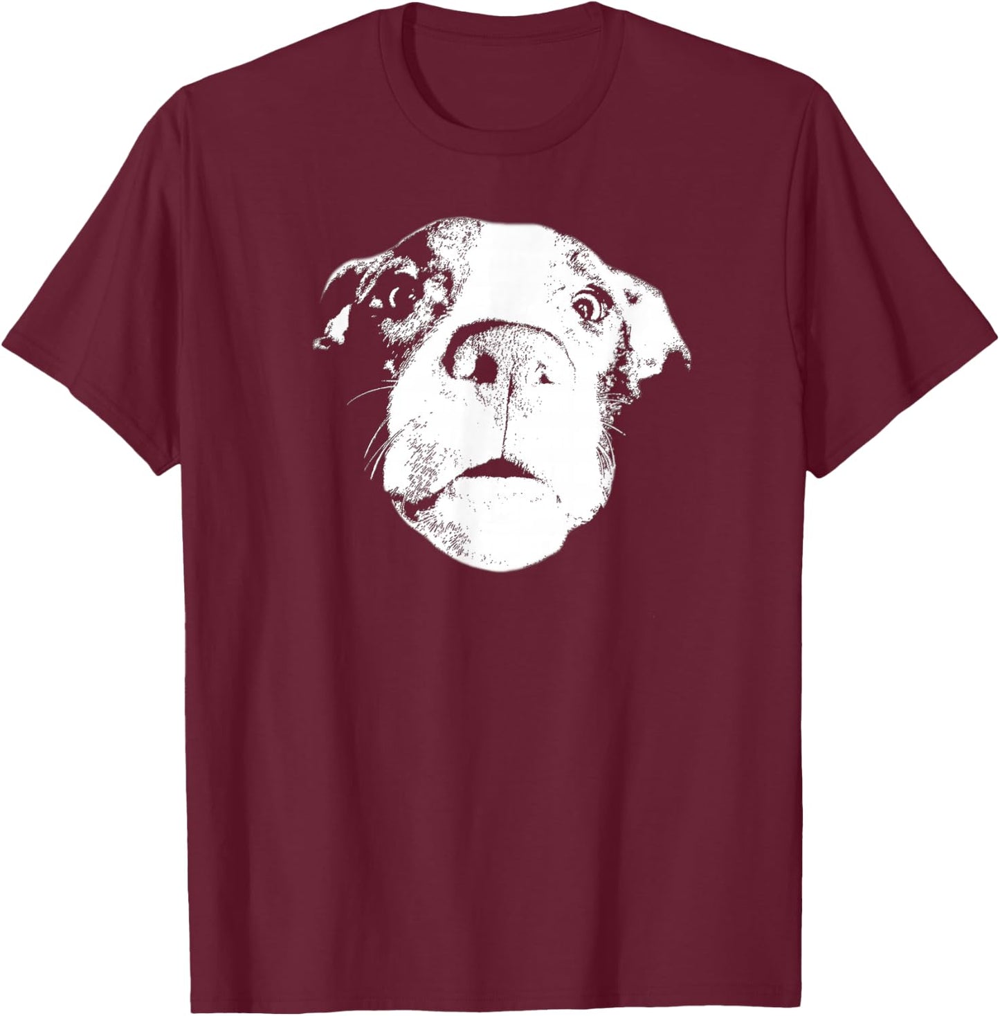 Funny Pitbull Bully Amstaff Face Pitbulls Dog Photorealism T-Shirt - T-Shirt | Maroon