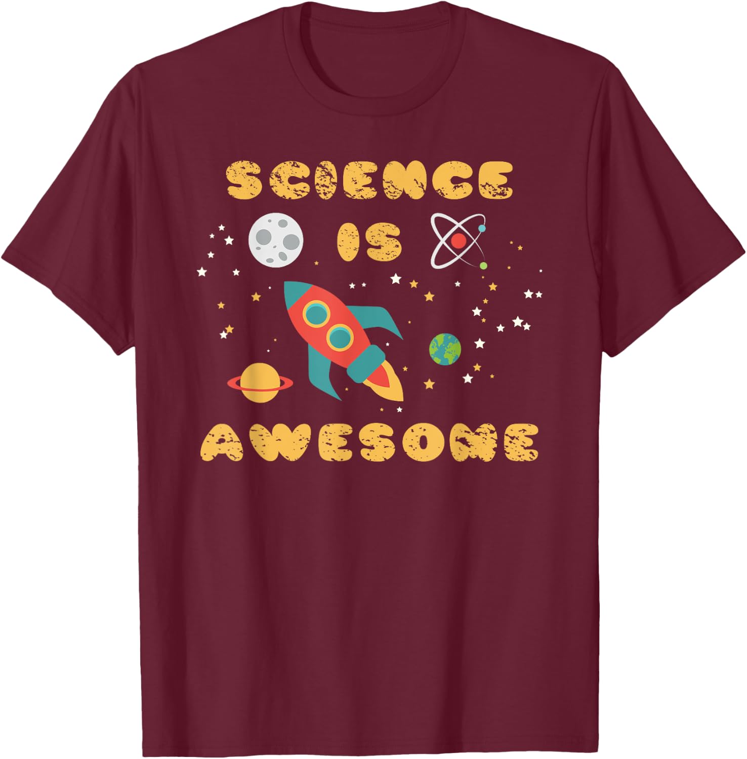 Science Is Awesome Shirt Nerd Space Ship Rocket Moon T-Shirt - T-Shirt | Maroon