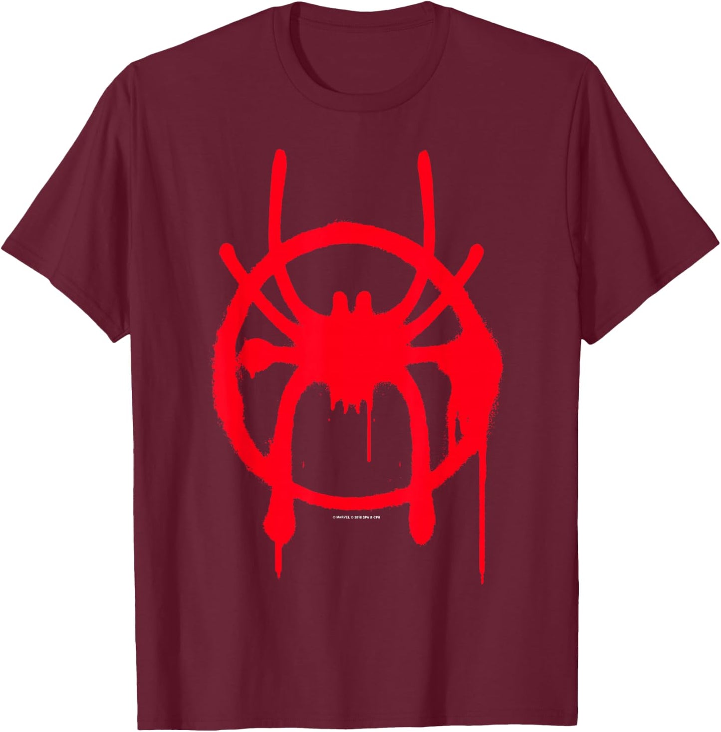 Marvel Spider-Man Spiderverse Miles Symbol Tag T-Shirt - T-Shirt | Maroon