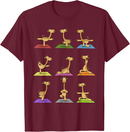 Giraffe Yoga Funny Giraffes In Yoga Poses Sports T-Shirt - T-Shirt | Maroon