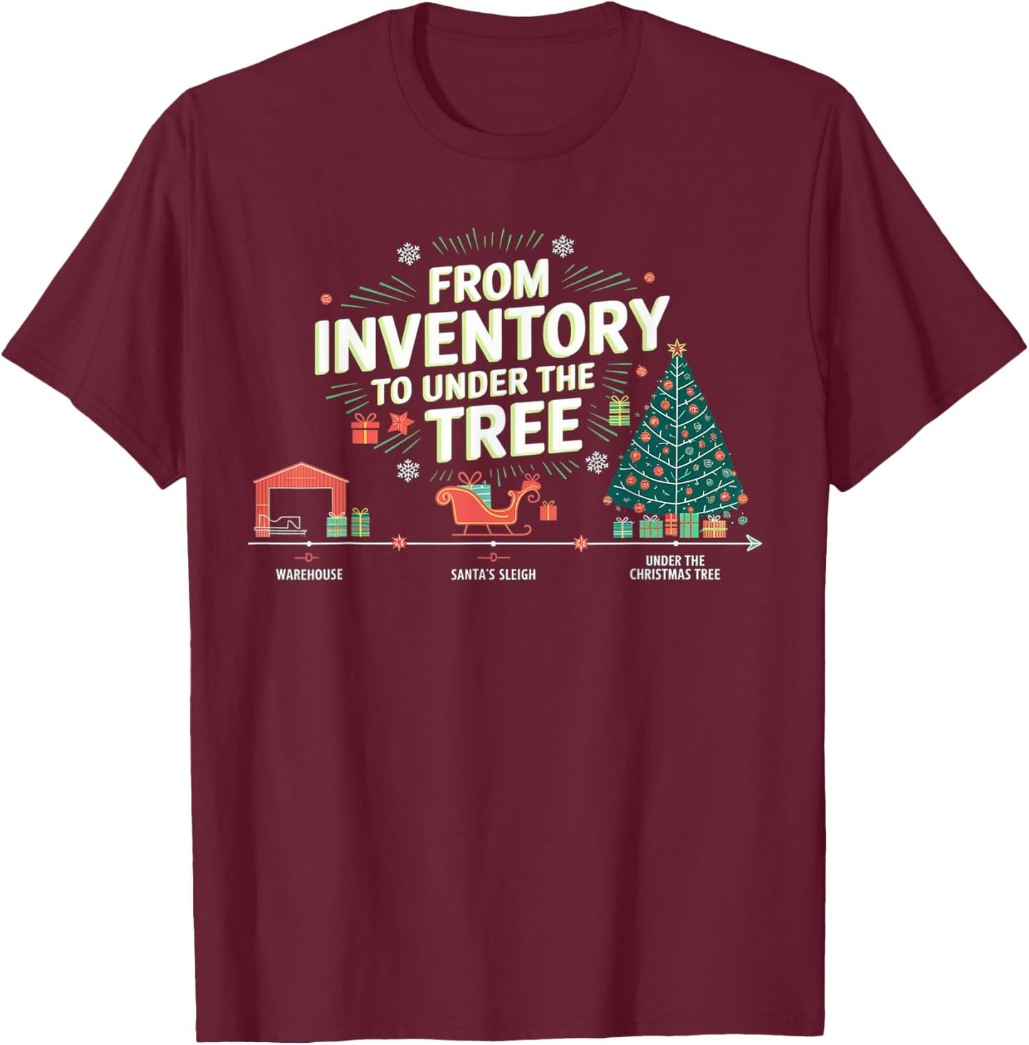 From inventory to under the tree, christmas supply chain T-Shirt - T-Shirt | Maroon