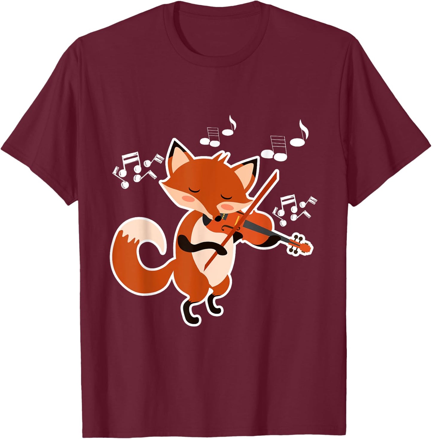 Fox Playing Violin Shirt T-Shirt - T-Shirt | Maroon