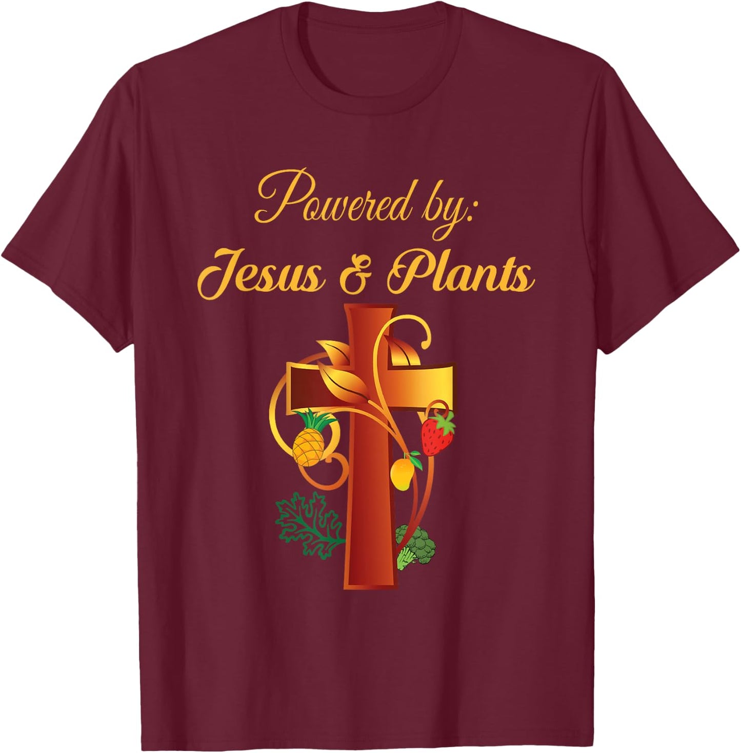 Christian Shirt Jesus and Plants Vegan Vegetarian Christian T-Shirt - T-Shirt | Maroon