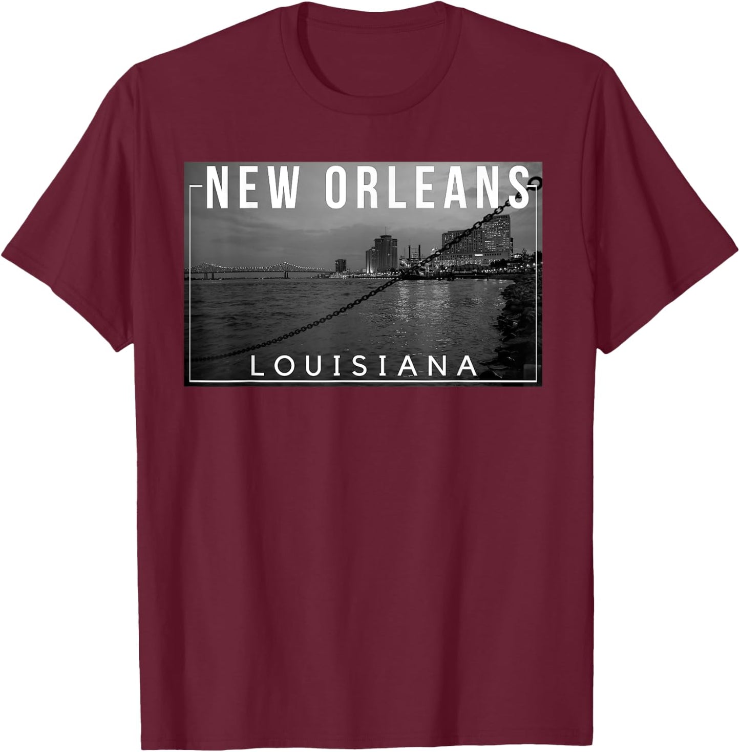 New Orleans Louisiana Mardi Gras 504 Jazz Skyline T-Shirt - T-Shirt | Maroon