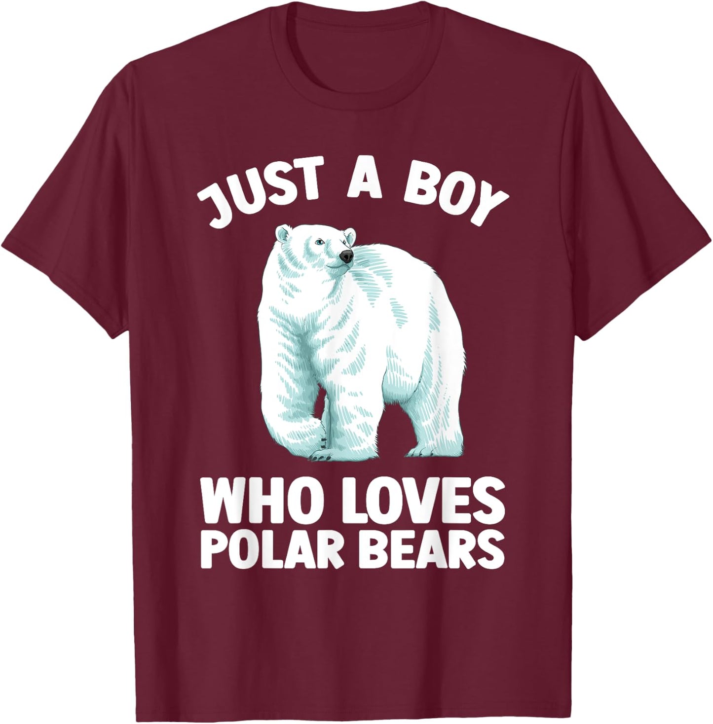 Cute Polar Bear Design Boys Arctic Polar Bear Lover T-Shirt - T-Shirt | Maroon