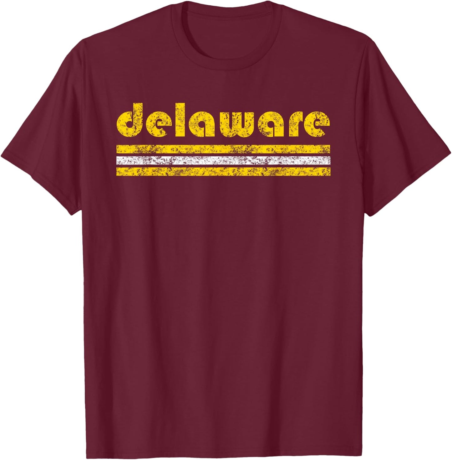 Delaware Retro Vintage Weathered T-Shirt - T-Shirt | Maroon