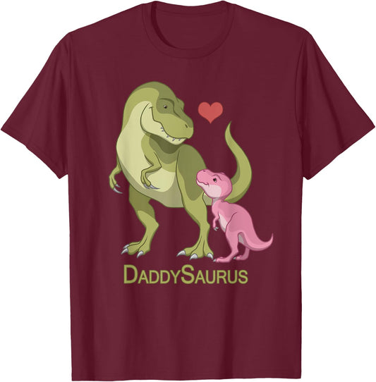 DaddySaurus T-Rex Father & Baby Girl Dinosaurs T-Shirt - T-Shirt | Maroon