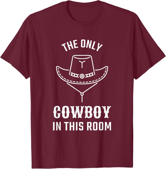 Cool Western Graphic For Boys and Men With Hat Cowboys T-Shirt - T-Shirt | Maroon