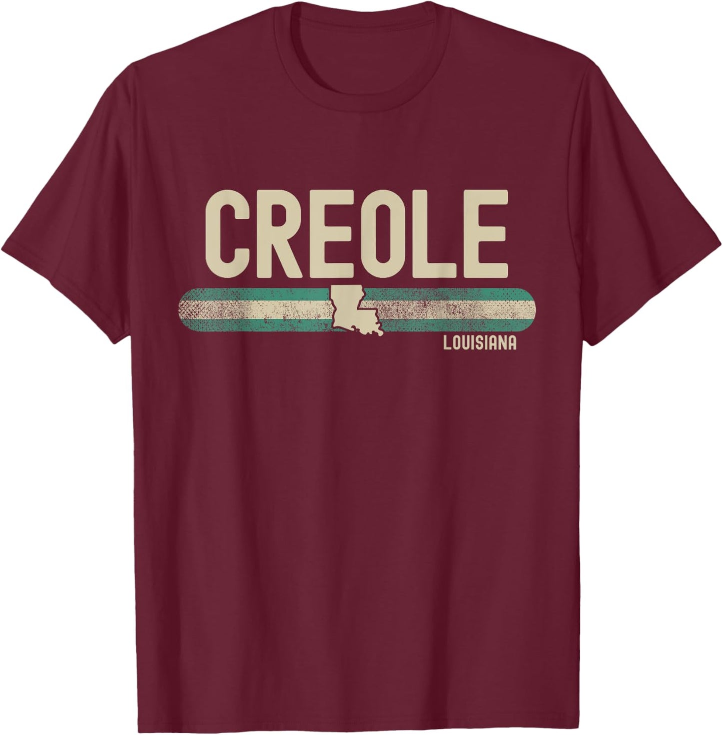 Creole LA | Louisiana | Travel & 80s Style T-Shirt - T-Shirt | Maroon