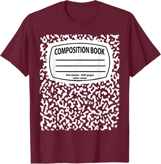 Composition Notebook Matching Teacher Group Halloween Outfit T-Shirt - T-Shirt | Maroon