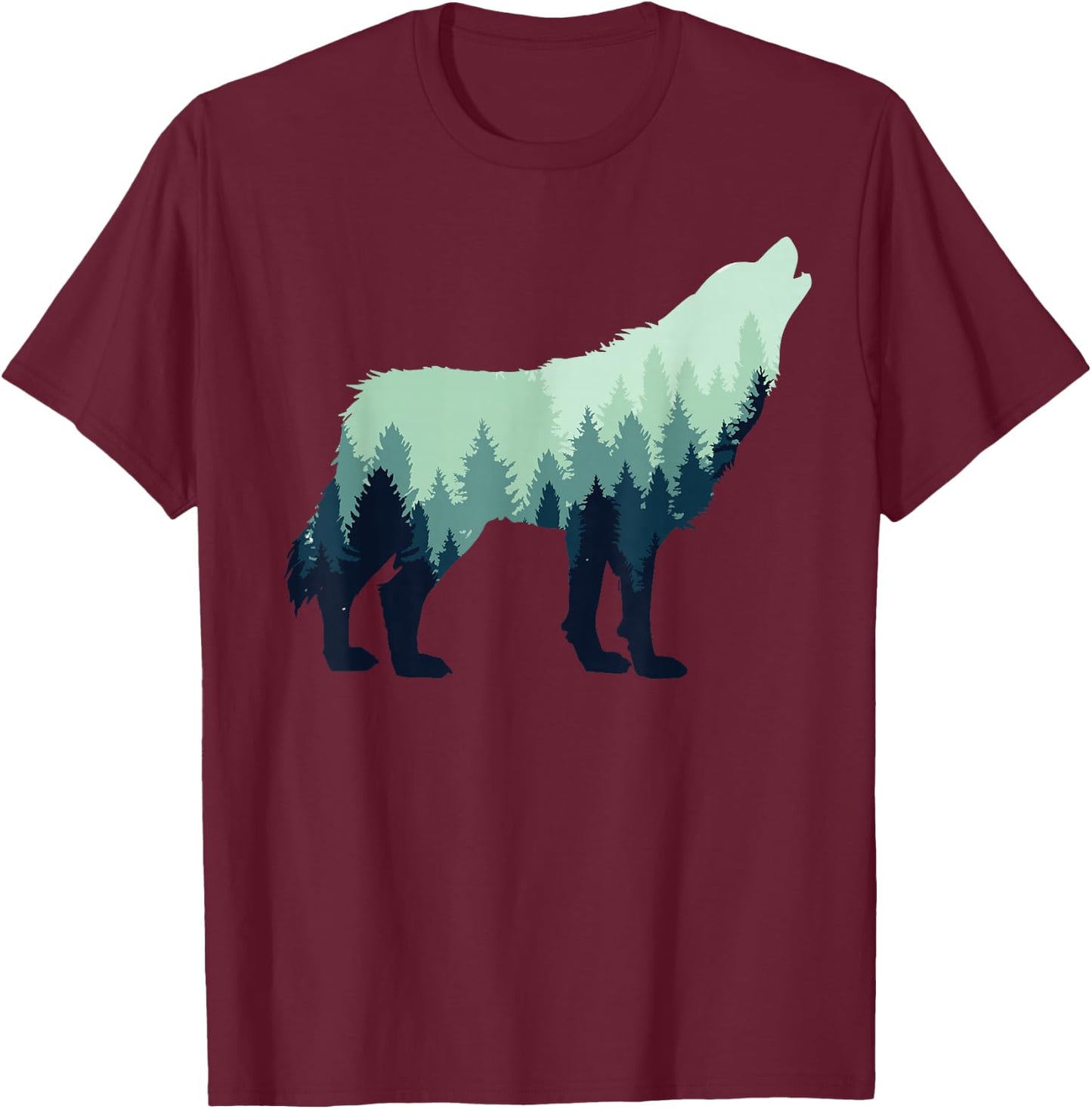 Wolf Nature Outdoor Forest Camping Hiking Gift T-Shirt - T-Shirt | Maroon
