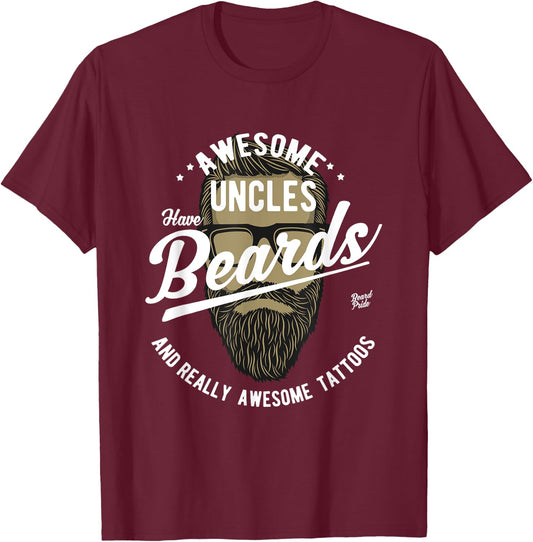 Awesome Uncles Have Tattoos and Beards | Gifts for Dad T-Shirt - T-Shirt | Maroon