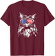 Funny Proud Maine Coon American Flag cat Shirt T-Shirt - T-Shirt | Maroon