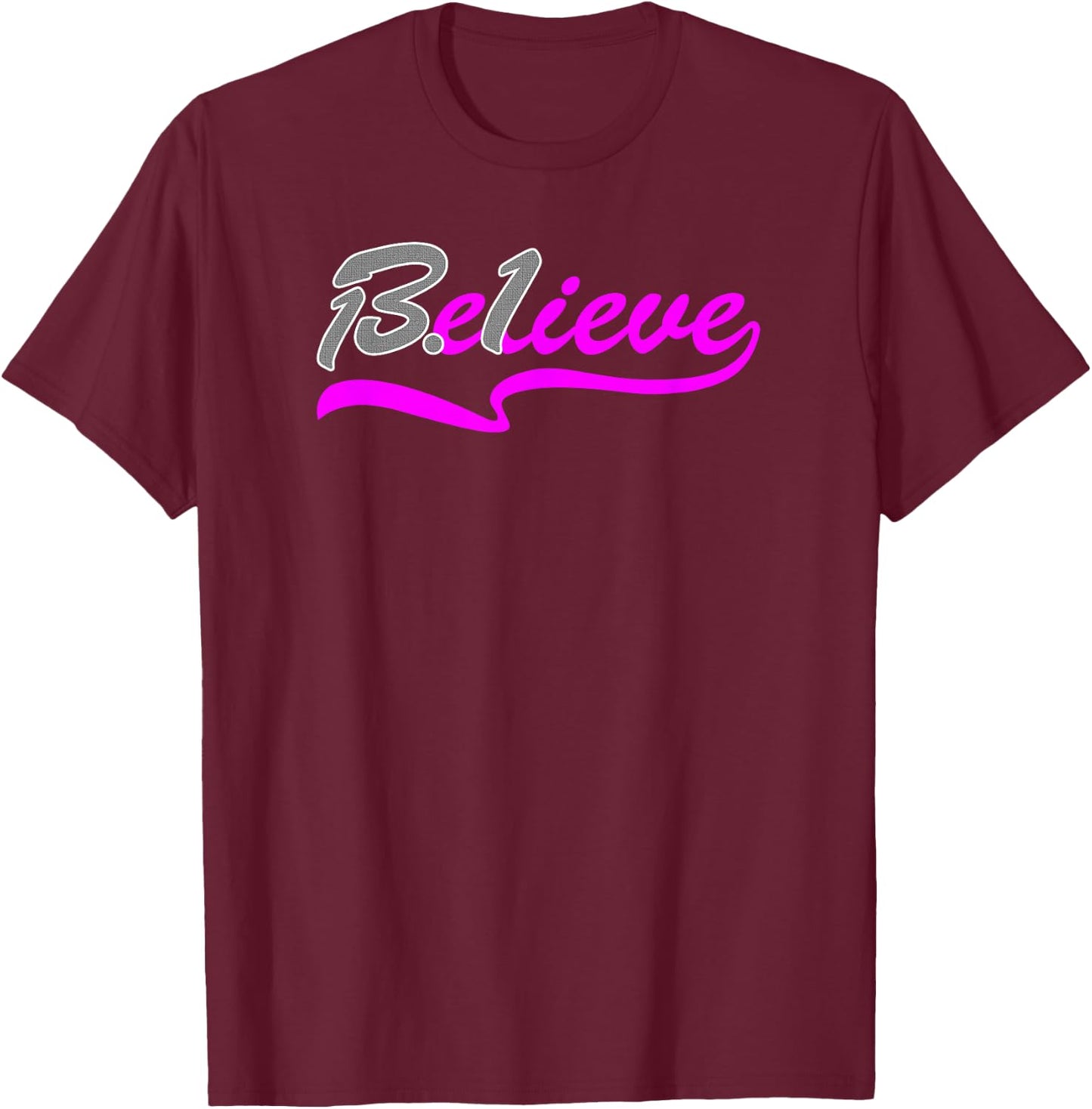 Women's Believe 13.1 Half Marathon Training Running T-Shirt - T-Shirt | Maroon