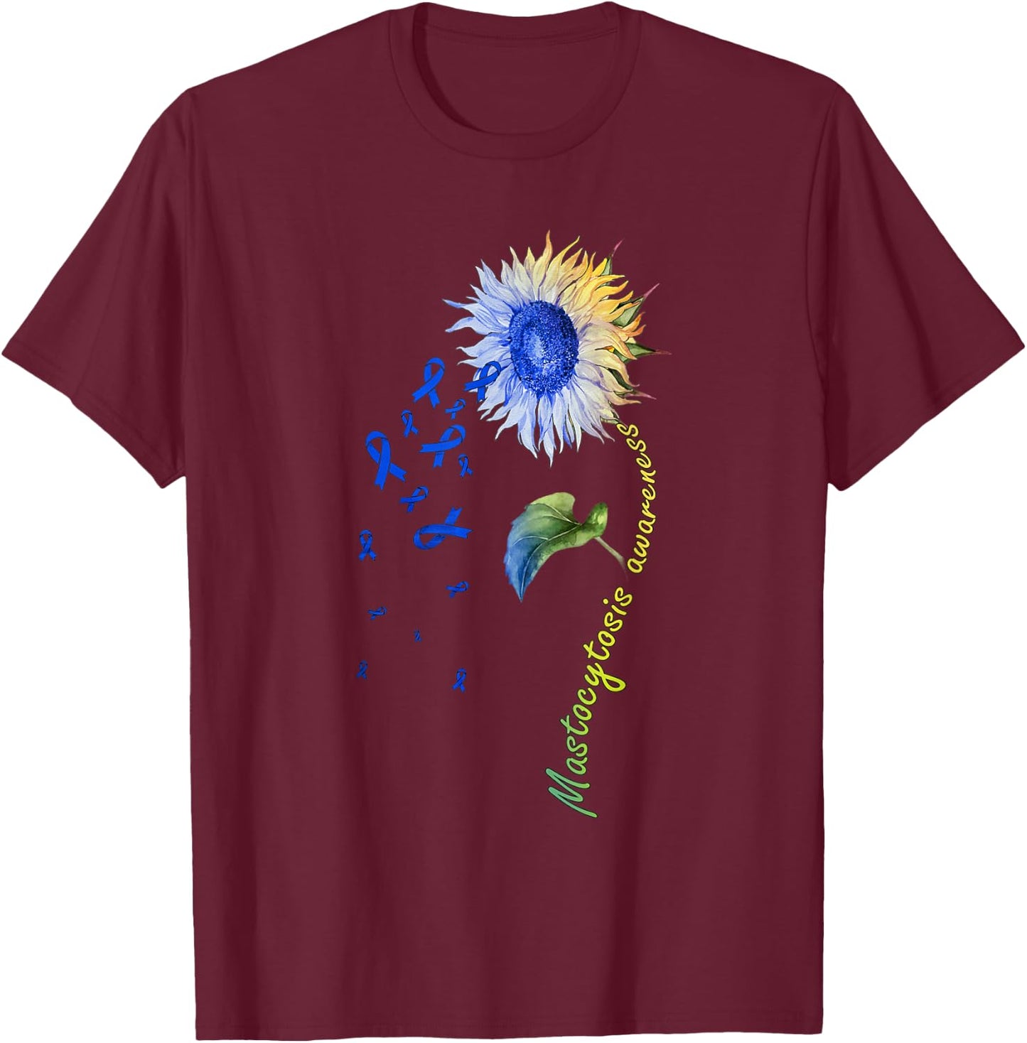 Mastocytosis Awareness Sunflower T-Shirt - T-Shirt | Maroon