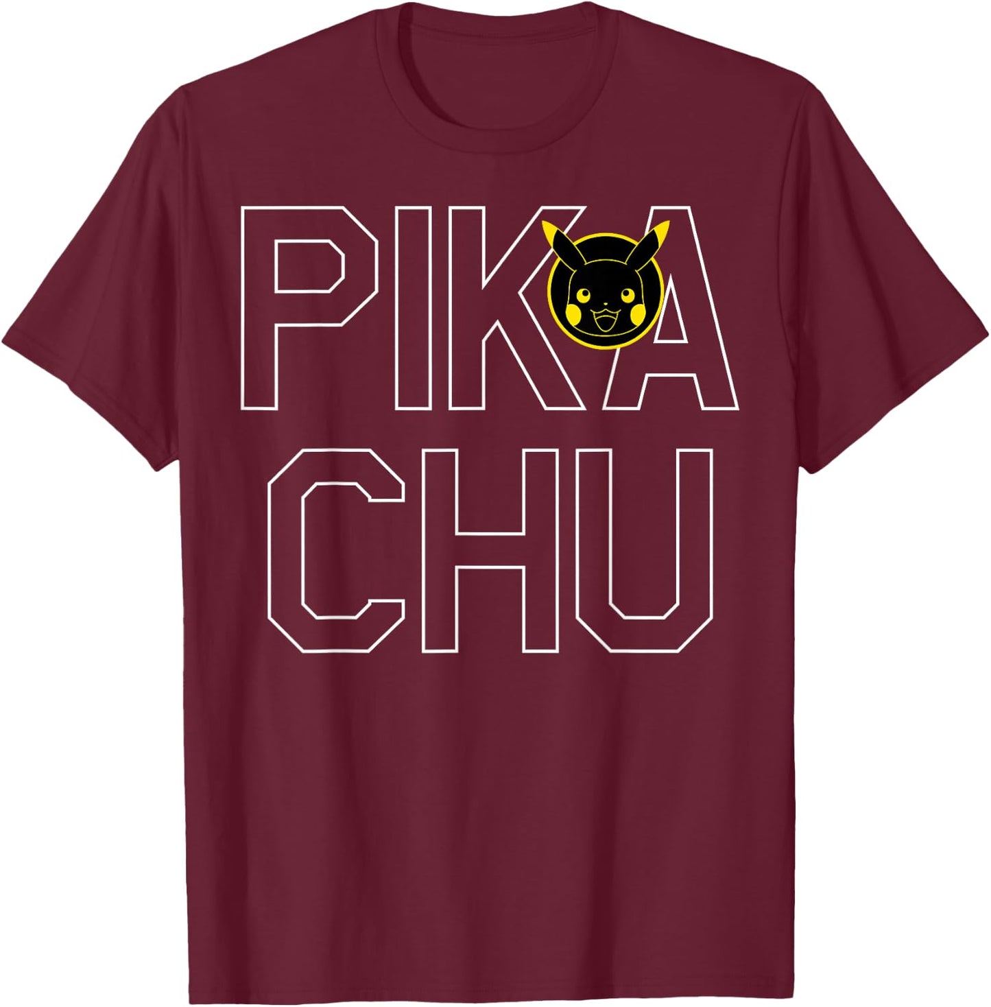 Pokémon Pikachu Block Letter T-Shirt - T-Shirt | Maroon