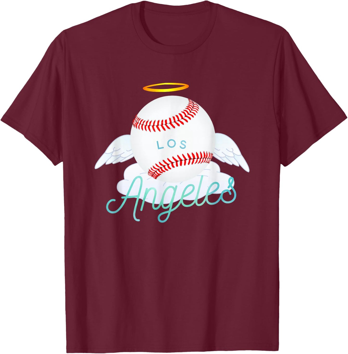 Los Angeles Angel Ball Cool Baseball Team Design T-Shirt - T-Shirt | Maroon