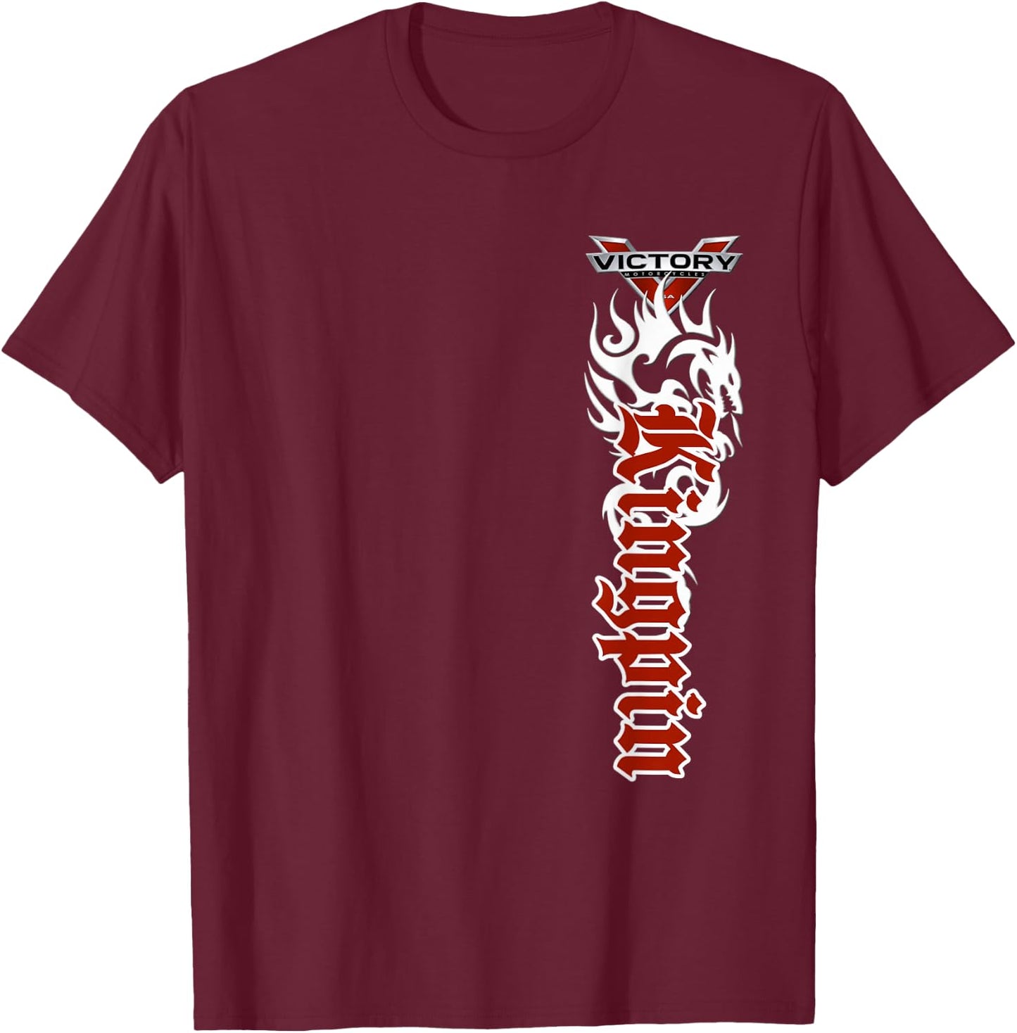 Drooling Bully Kustoms Kingpin Tribal Motorcycle - Men's Black Small Classic Fit Short Sleeve Cotton Polyester T-Shirt - T-Shirt | Maroon