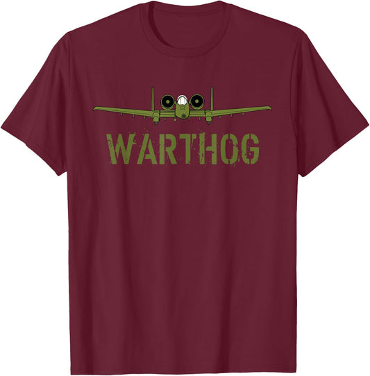 Olive Green A-10 Warthog Art-USA Military Jets T-Shirt - T-Shirt | Maroon