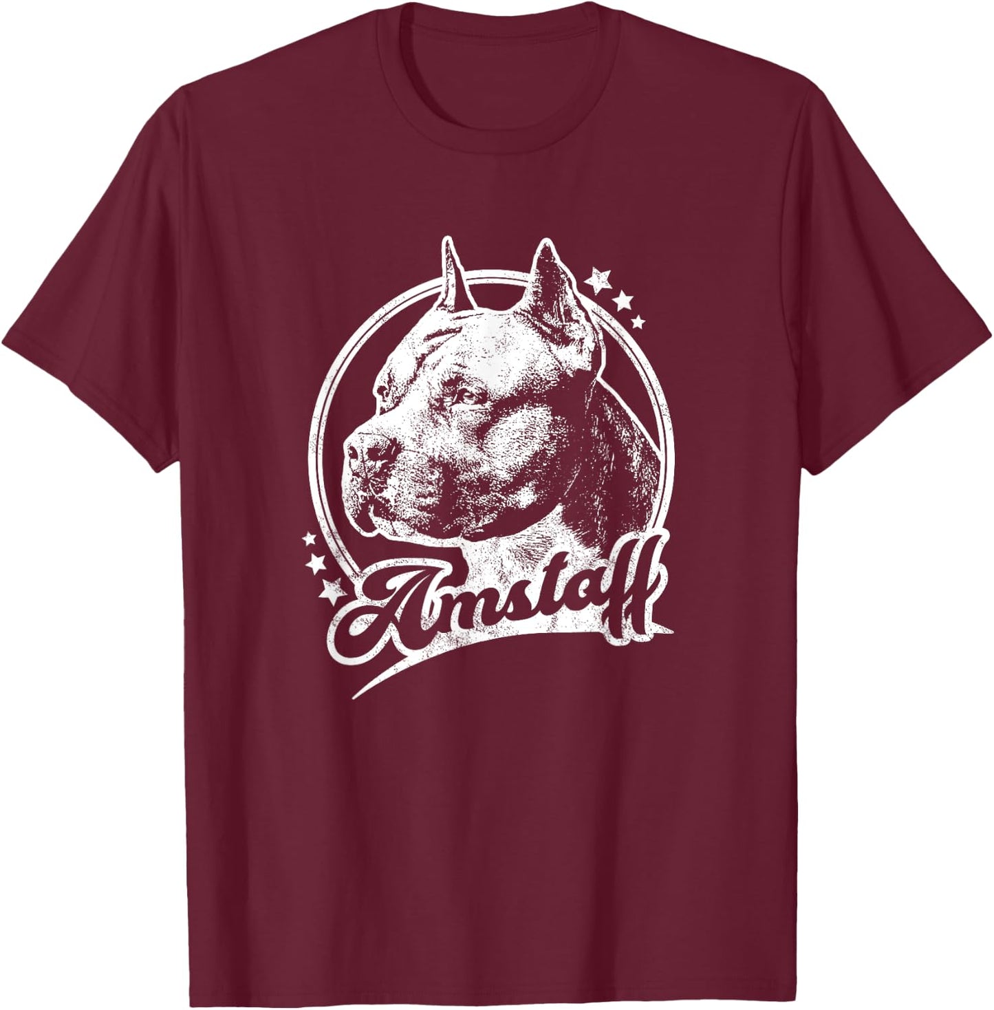 Amstaff Dog Retro Style T-Shirt - T-Shirt | Maroon