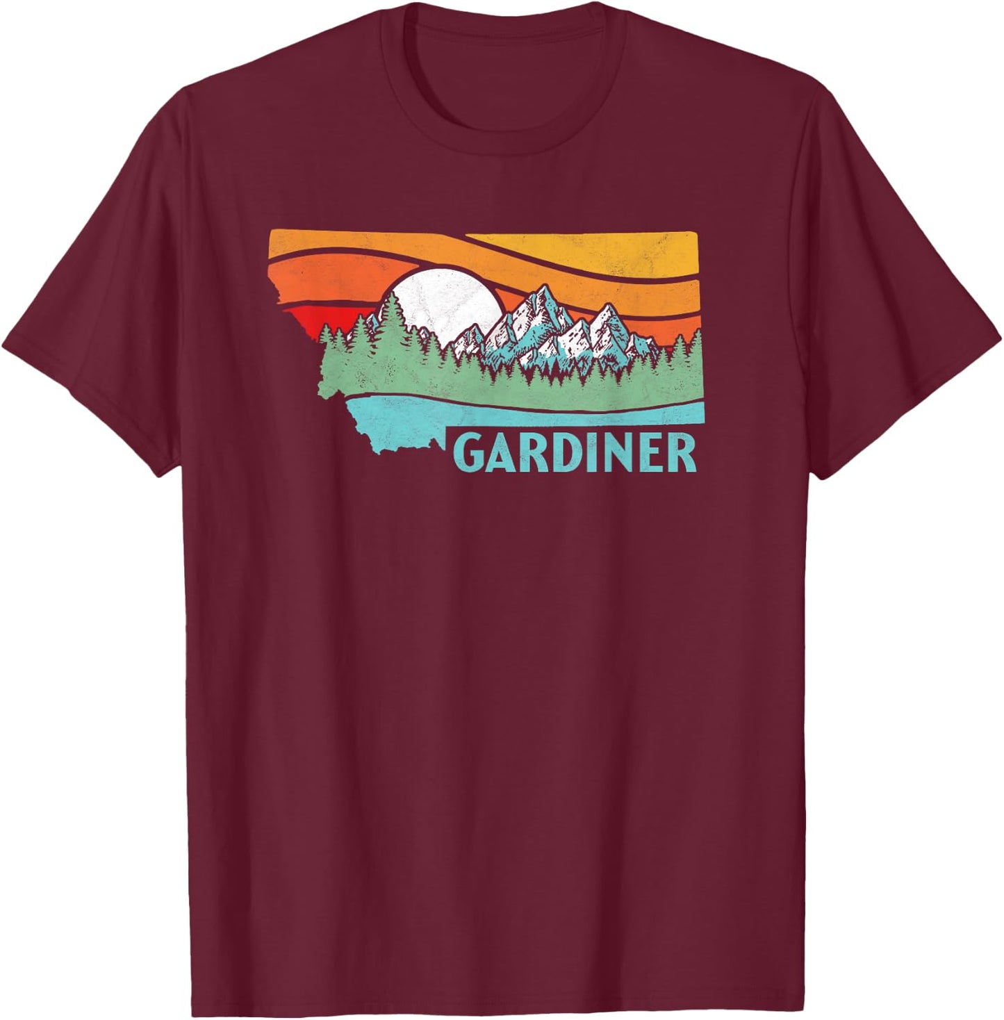 Gardiner Montana Outdoors Retro Mountains & Nature T-Shirt - T-Shirt | Maroon