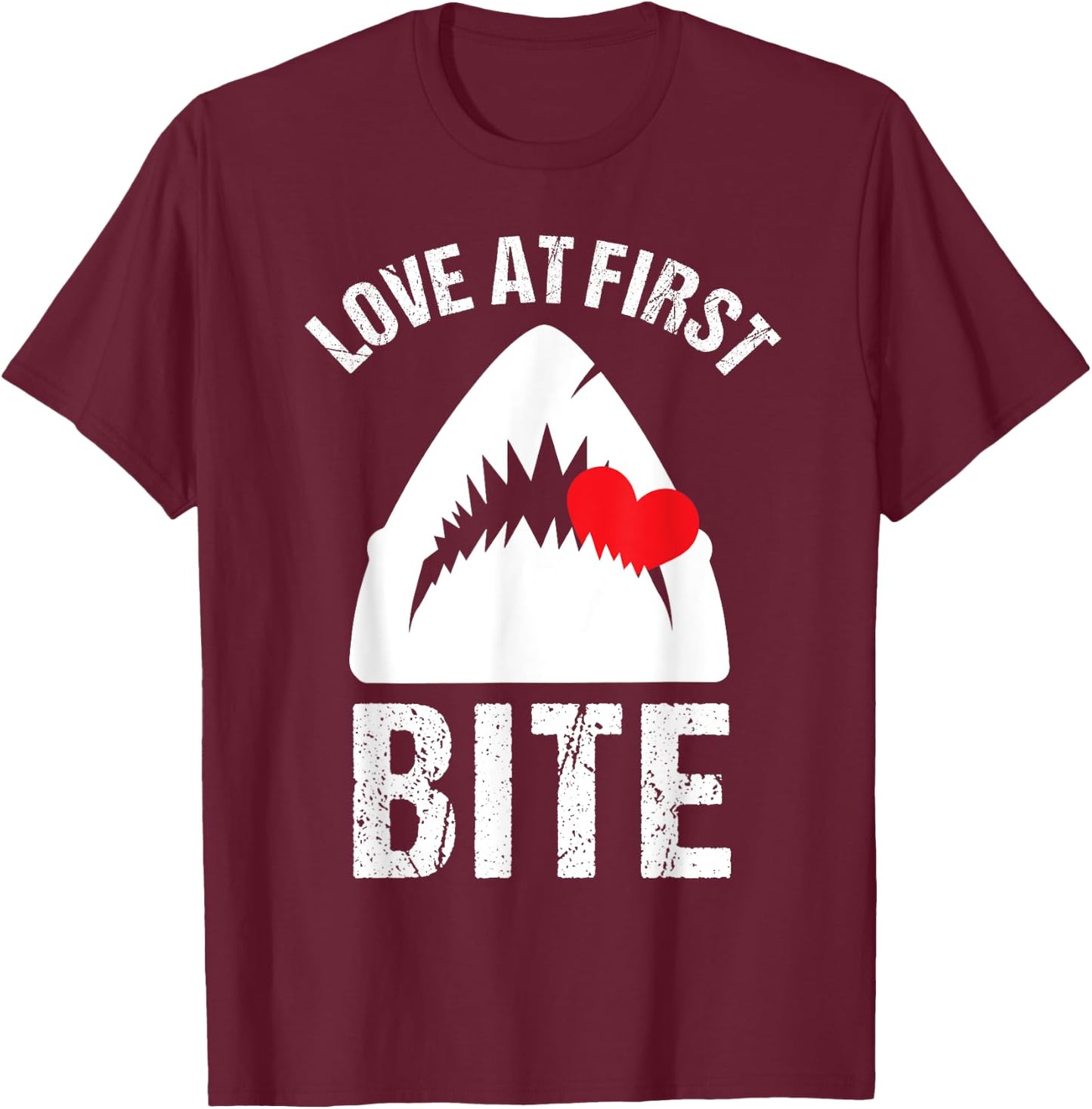 Valentines Shirt for Boys Funny Shark Quote Love Bite T-Shirt - T-Shirt | Maroon