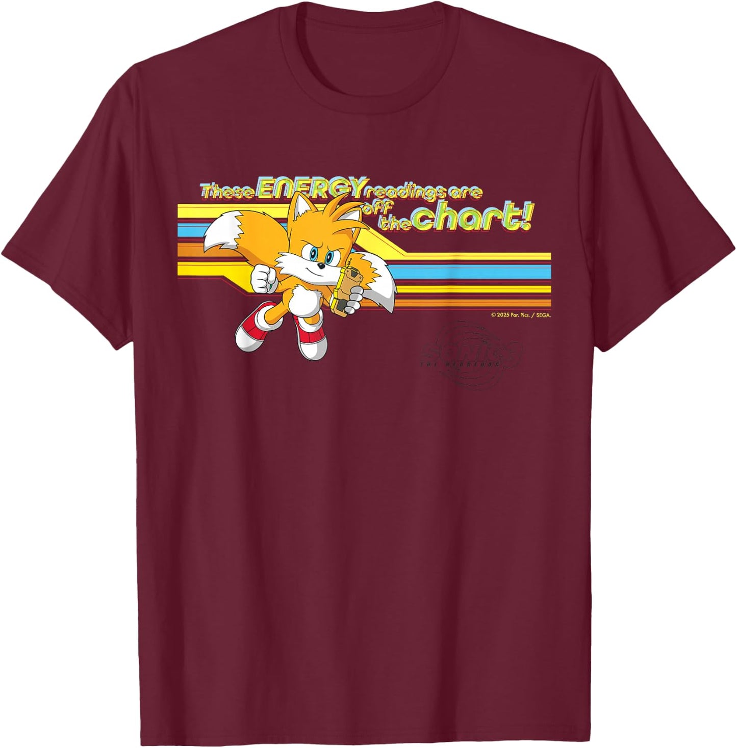 Sonic the Hedgehog 3 - Tails "Energy Readings" T-Shirt - T-Shirt | Maroon