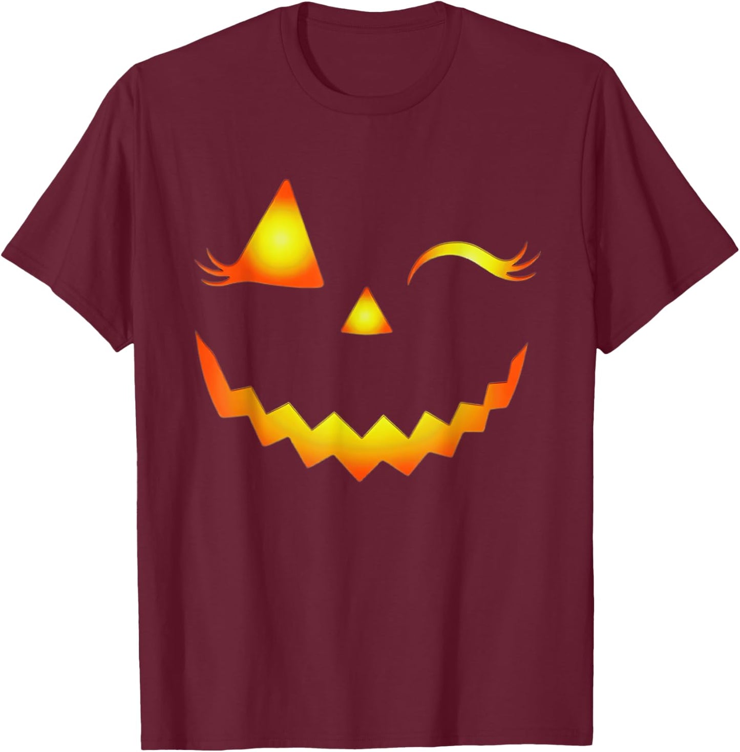 Jack O Lantern Face Pumpkin Eyelashes Hallowen Costume T-Shirt - T-Shirt | Maroon