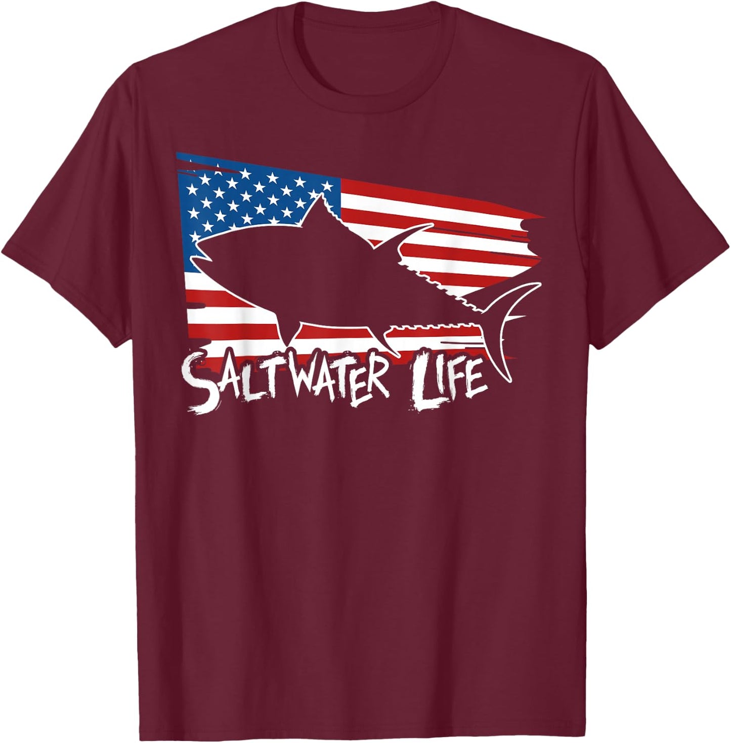 Saltwater Life - Fishing Shirts T-Shirt - T-Shirt | Maroon