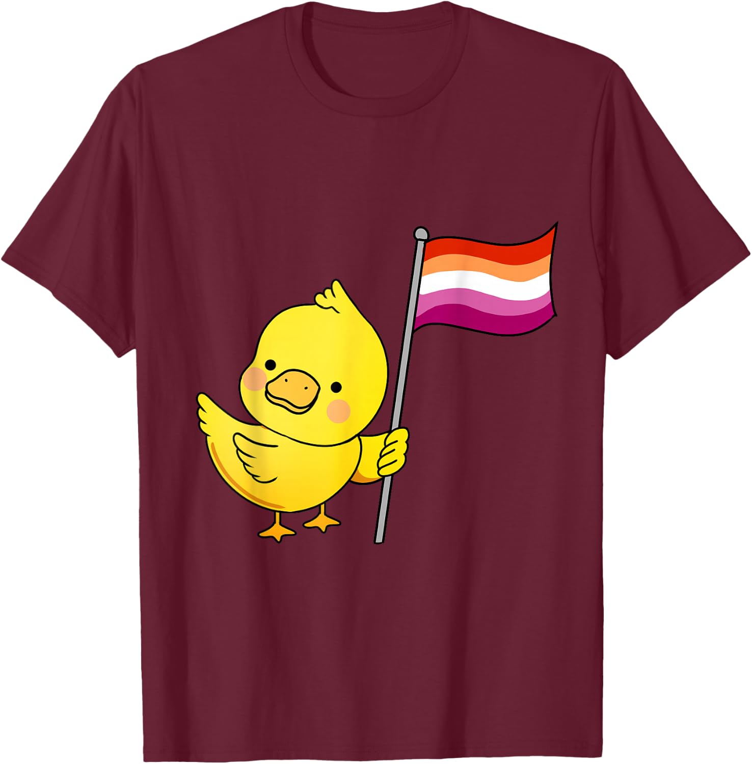 Lesbian Duck Orange Pink Lesbian Pride T-Shirt - T-Shirt | Maroon