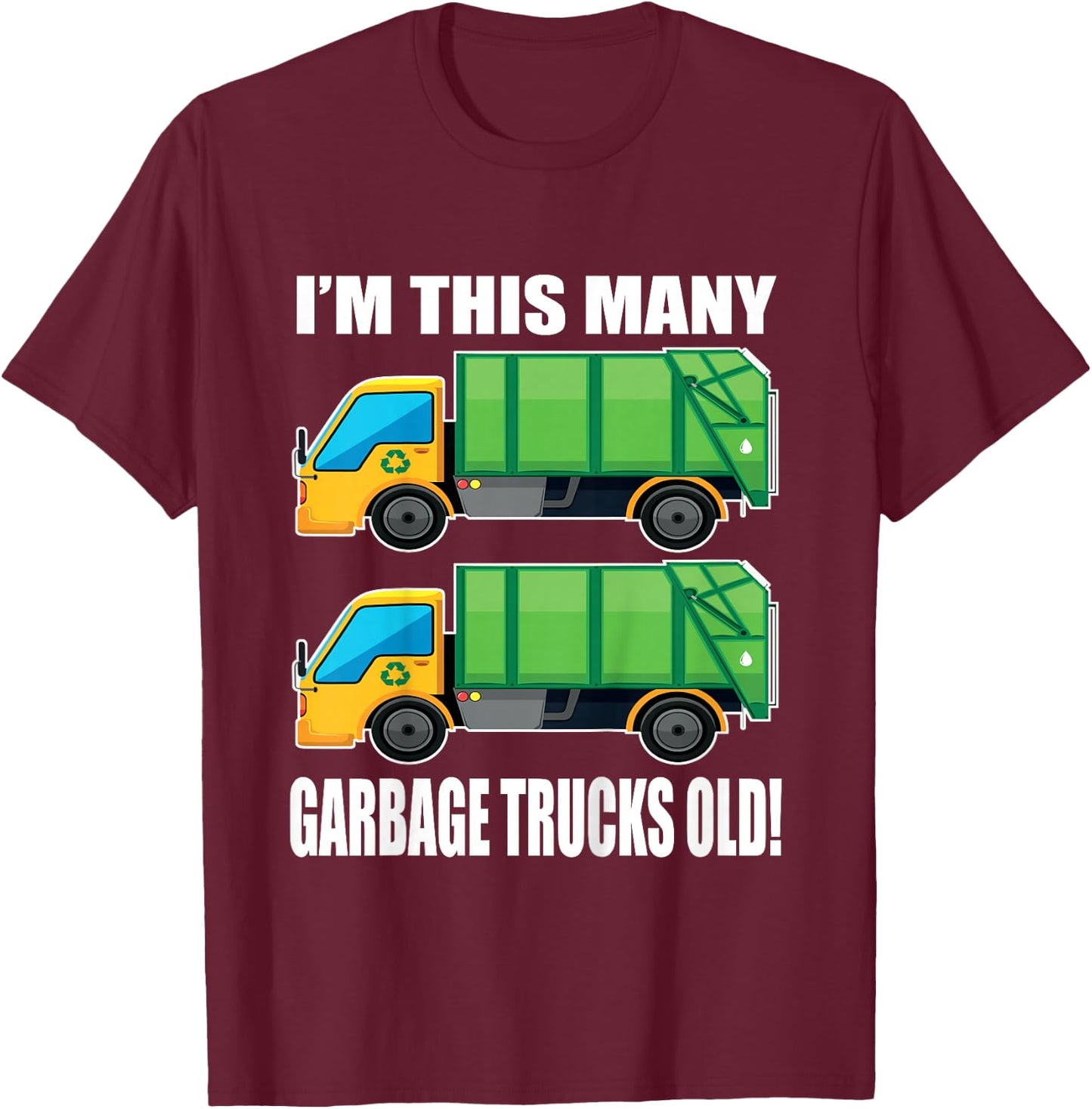 2 Year Old Garbage Truck 2nd Birthday Shirt for Toddler Boy T-Shirt - T-Shirt | Maroon