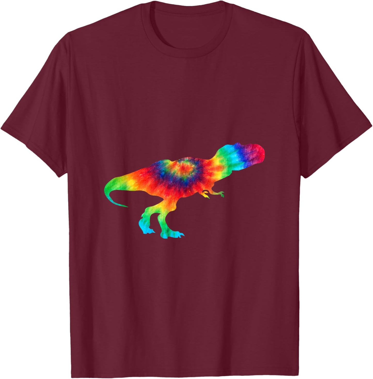 T-Rex Tie Dye Dinosaur Animals Prehistoric Tie Dyed T Shirt T-Shirt - T-Shirt | Maroon