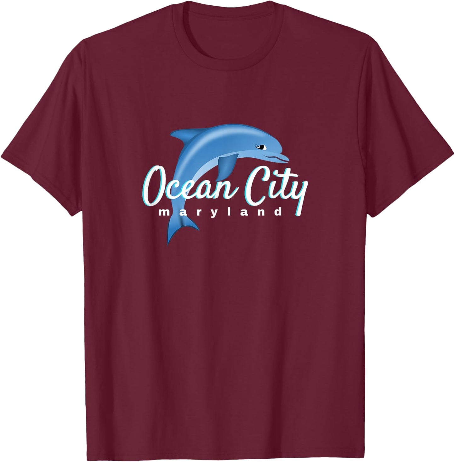 Ocean City Maryland , Ocean City MD Dolphin T-Shirt - T-Shirt | Maroon