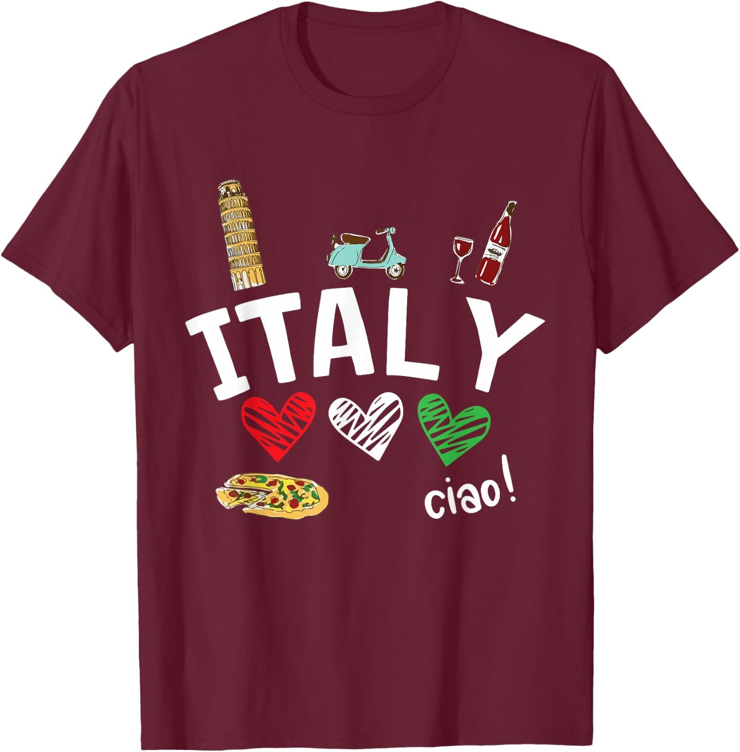 Love Italy and Everything Italian Culture Gift T-Shirt - T-Shirt | Maroon