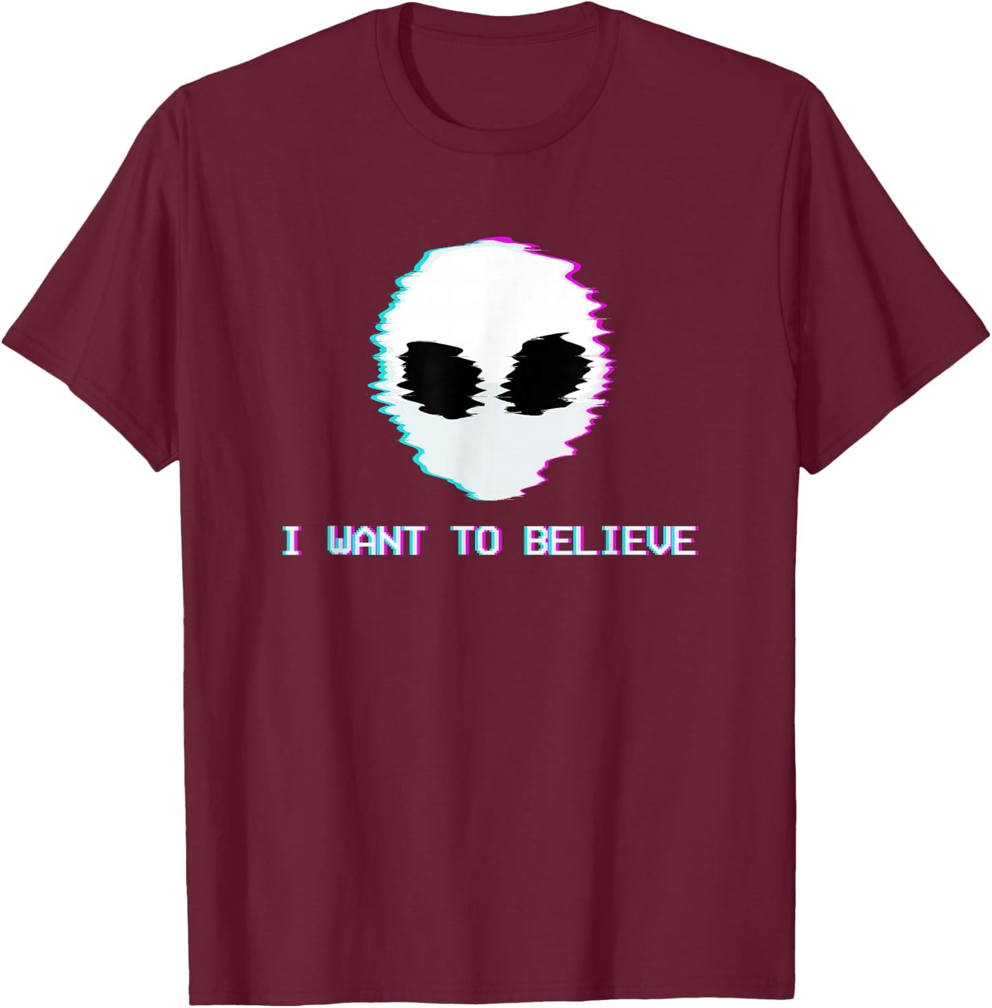 I Want to Believe Alien Pastel Aesthetic T-Shirt - T-Shirt | Maroon
