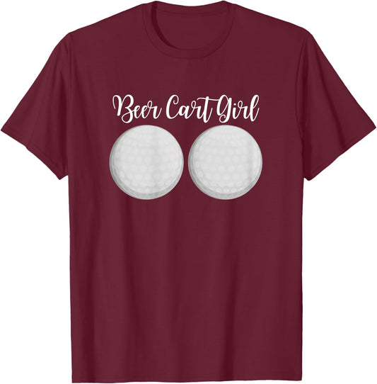 Beer Cart Girl Drink Cart Server Beverage Cart Funny T-Shirt - T-Shirt | Maroon