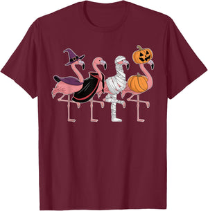 Flamingo Halloween Spooky Wading Bird Scary Trick Or Treat T-Shirt - T-Shirt | Maroon