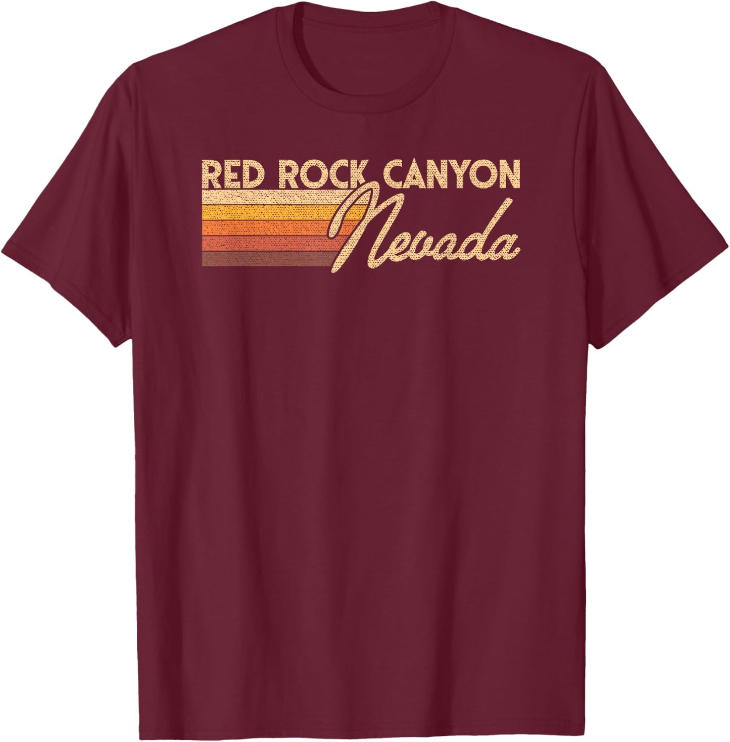 80s Style Red Rock Canyon Nevada T-Shirt - T-Shirt | Maroon