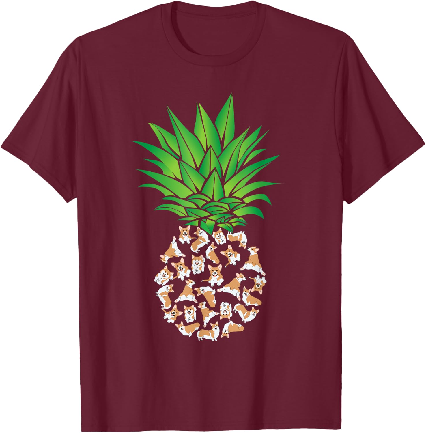 Pembroke Welsh Corgi, Corgi, Pineapple T-Shirt - T-Shirt | Maroon