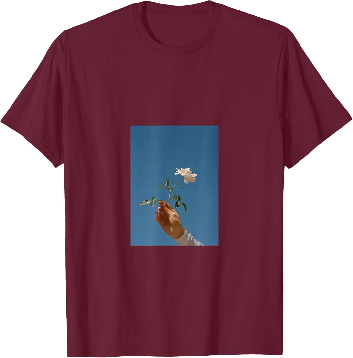 Cute Graphic white Rose Tops Teen Girl aesthetic inspiring T-Shirt - T-Shirt | Maroon