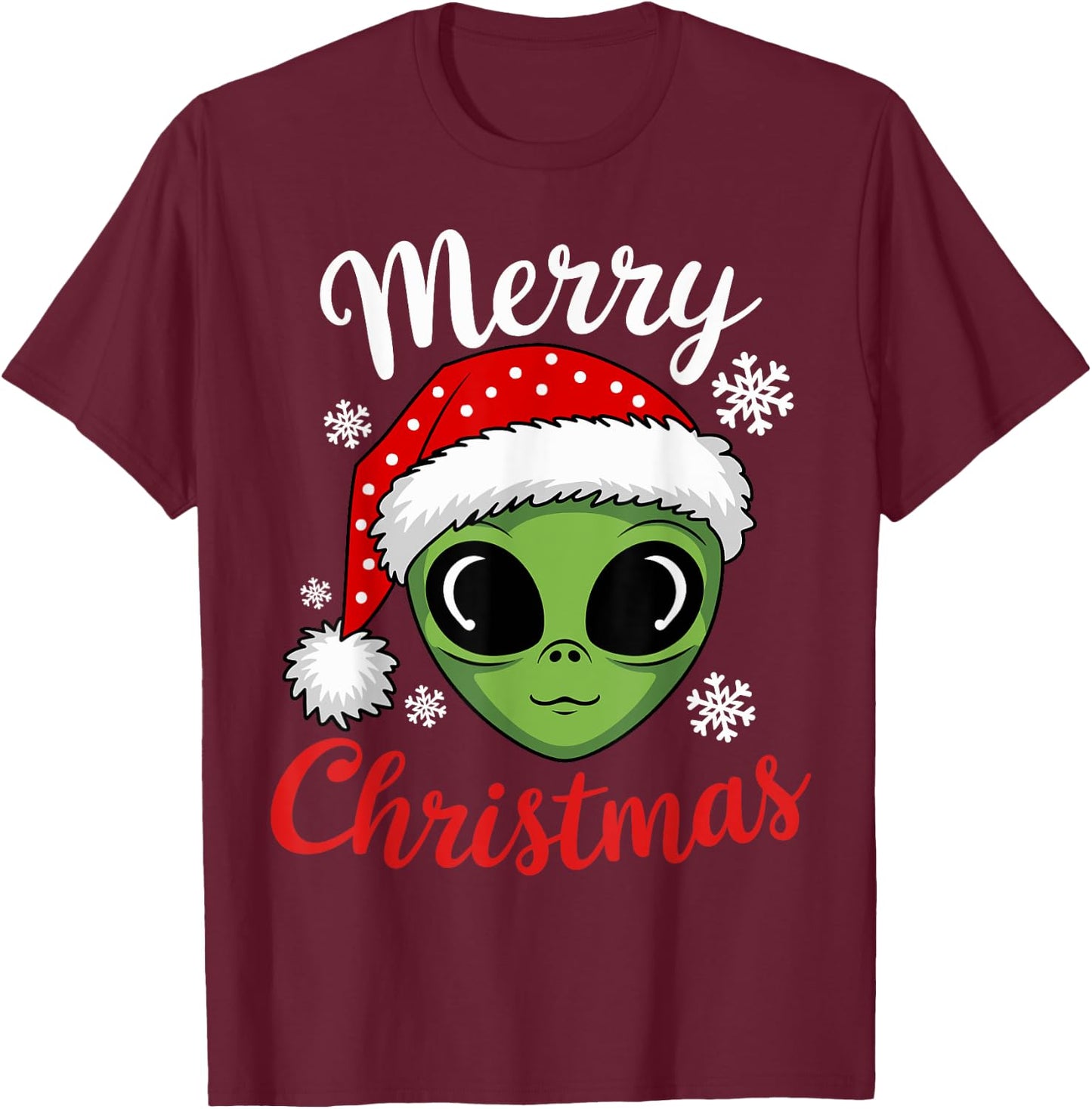 Christmas Alien Santa Christmas UFO Alien Xmas T-Shirt - T-Shirt | Maroon