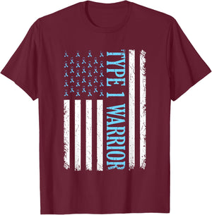 Type One Warrior Diabetes Awareness Diabetic Gifts Men Women T-Shirt - T-Shirt | Maroon