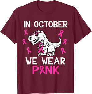 In October We Wear Pink Toddler Kids Breast Cancer Awareness T-Shirt - T-Shirt | Maroon
