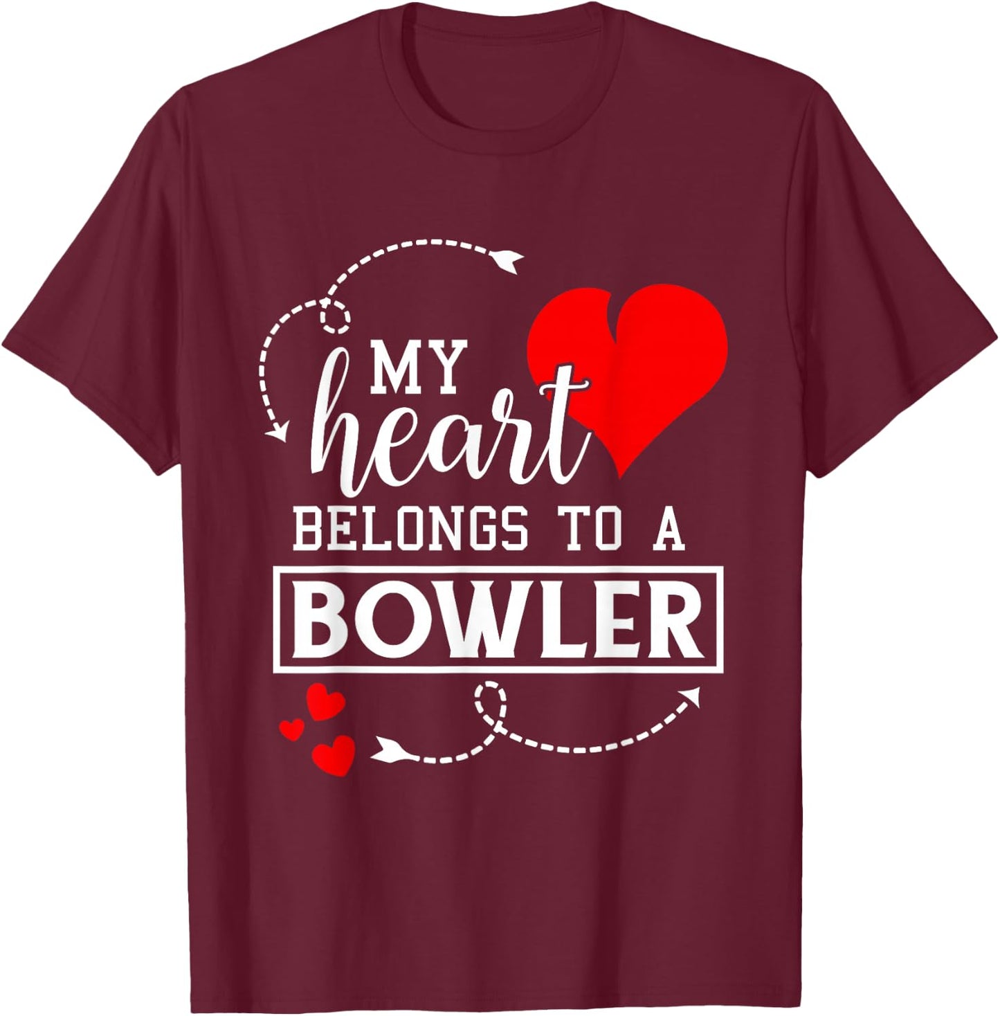 I Love My Bowler Husband Wife Gifts Valentines Day Shirt T-Shirt - T-Shirt | Maroon