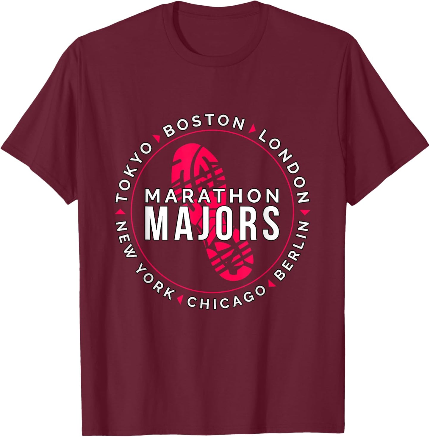 Marathon Majors Runner Finisher 26 Miles T-Shirt - T-Shirt | Maroon